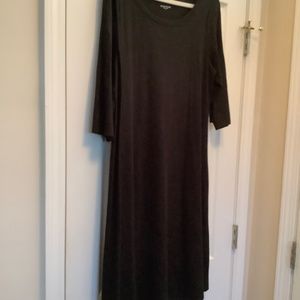 Eileen Fisher Swing Dress Black SZ L classic 3/4 sleeve